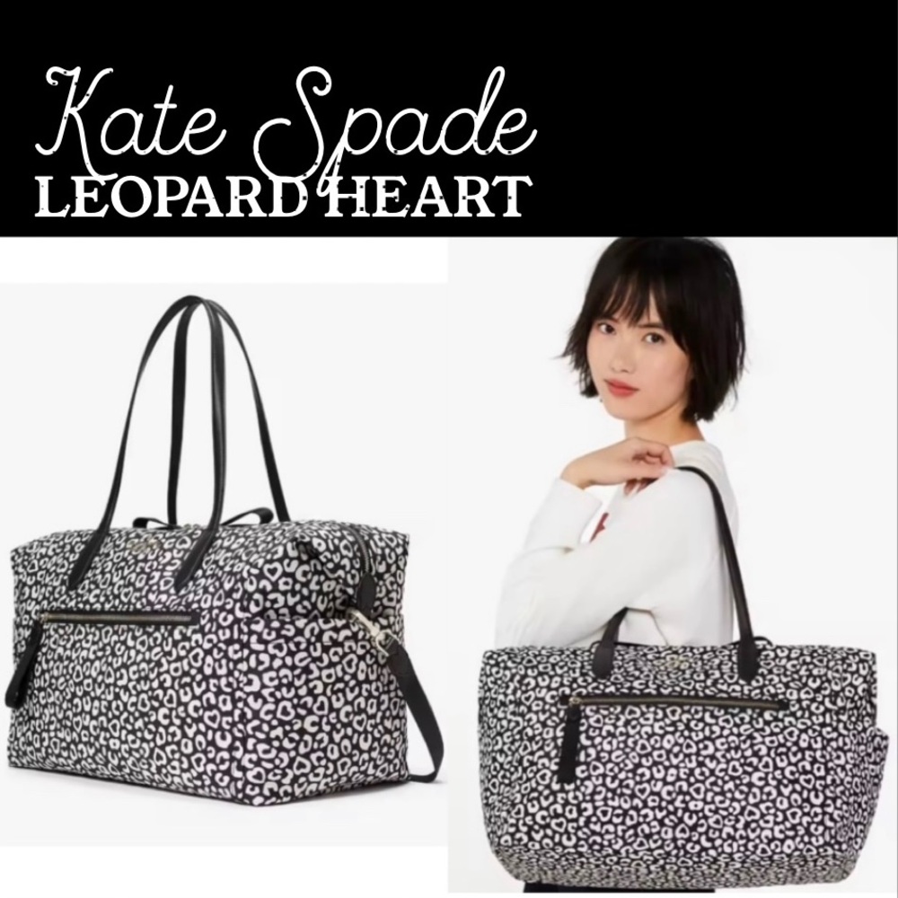 Kate Spade Chelsea Weekender ✨ Leopard Heart | travel duffle valentine